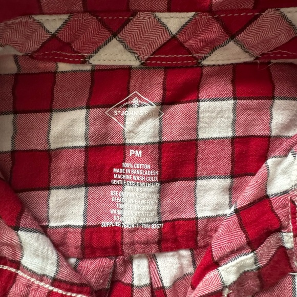 St. John's Bay Red and White Plaid Button Down Shirt - Picture 2 of 2